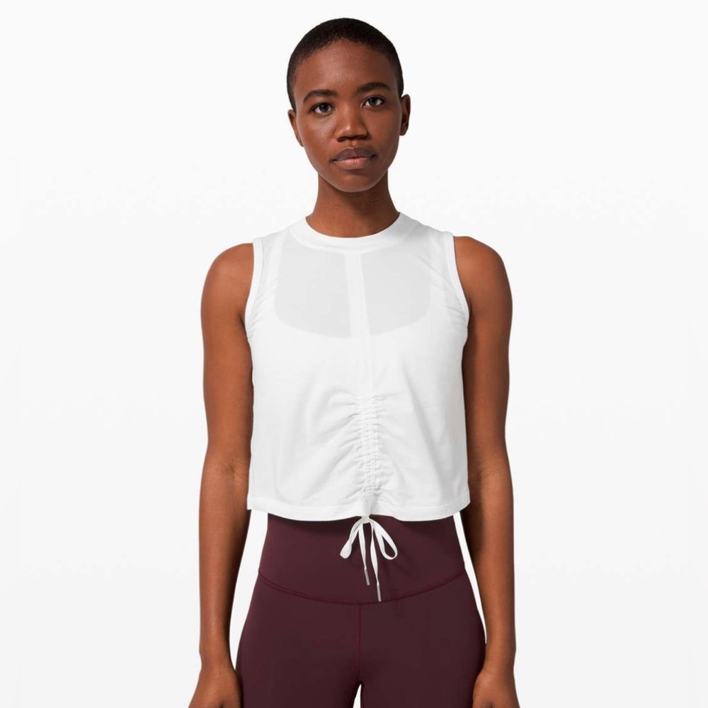 Lululemon White Cinch Tank Top Size 2